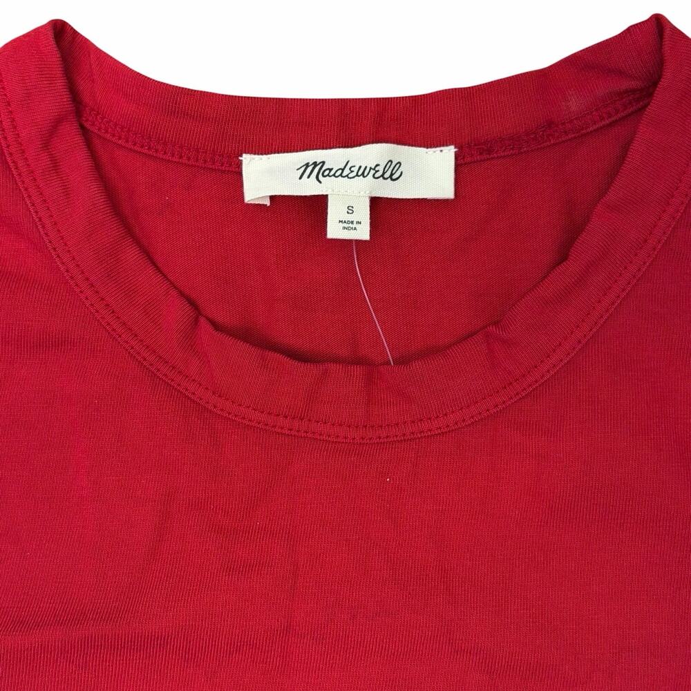NWT Madewell The Perfect Crewneck Tee in Allday Jersey Red Size S - Picture 3 of 5